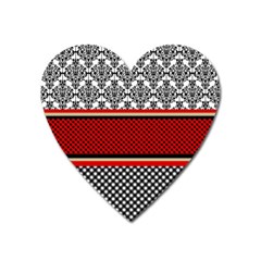 Background Damask Red Black Heart Magnet by Pakrebo