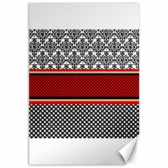 Background Damask Red Black Canvas 12  X 18 