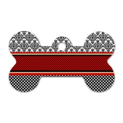 Background Damask Red Black Dog Tag Bone (one Side) by Pakrebo