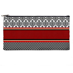 Background Damask Red Black Pencil Cases by Pakrebo