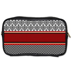 Background Damask Red Black Toiletries Bag (one Side) by Pakrebo