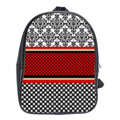 Background Damask Red Black School Bag (xl) by Pakrebo