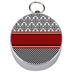 Background Damask Red Black Silver Compasses by Pakrebo