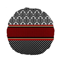 Background Damask Red Black Standard 15  Premium Flano Round Cushions by Pakrebo