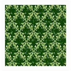 White Flowers Green Damask Medium Glasses Cloth (2-side) by Pakrebo