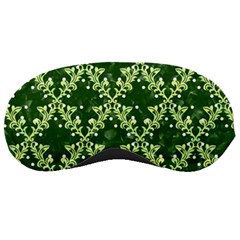 White Flowers Green Damask Sleeping Masks by Pakrebo