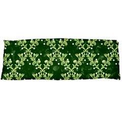 White Flowers Green Damask Body Pillow Case (dakimakura) by Pakrebo