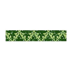 White Flowers Green Damask Flano Scarf (mini) by Pakrebo