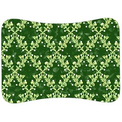 White Flowers Green Damask Velour Seat Head Rest Cushion by Pakrebo