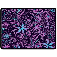 Stamping Pattern Leaves Drawing Fleece Blanket (large) 