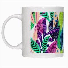 Leaves Drawing Pattern Nature White Mugs by Pakrebo