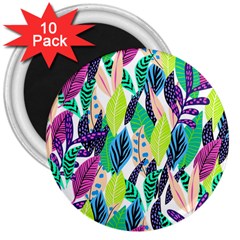 Leaves Drawing Pattern Nature 3  Magnets (10 Pack)  by Pakrebo