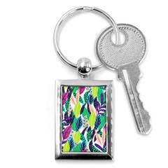 Leaves Drawing Pattern Nature Key Chains (rectangle)  by Pakrebo