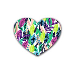 Leaves Drawing Pattern Nature Rubber Coaster (heart) 