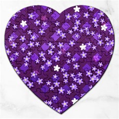 Textile Cross Pattern Square Jigsaw Puzzle (heart) by Pakrebo