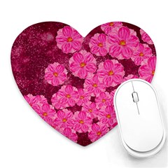 Cherry Blossoms Floral Design Heart Mousepads by Pakrebo