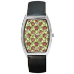 Seamless Pattern Leaf The Pentagon Barrel Style Metal Watch Front