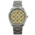 Seamless Pattern Leaf The Pentagon Sport Metal Watch Front