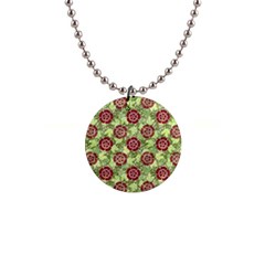 Seamless Pattern Leaf The Pentagon 1  Button Necklace by Pakrebo