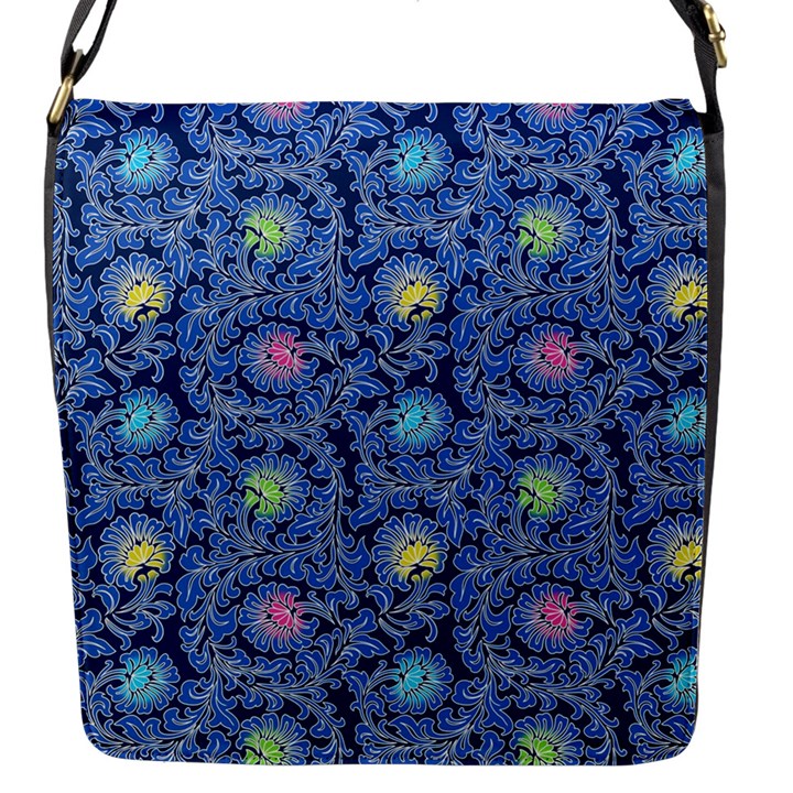 Floral Design Asia Seamless Pattern Flap Closure Messenger Bag (S)