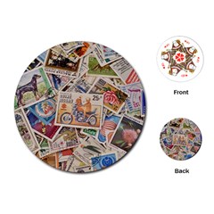 Wallpaper Background Stamps Playing Cards (round) by Pakrebo