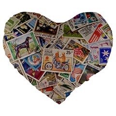 Wallpaper Background Stamps Large 19  Premium Flano Heart Shape Cushions by Pakrebo