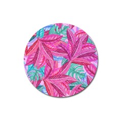 Leaves Tropical Reason Stamping Magnet 3  (round) by Pakrebo