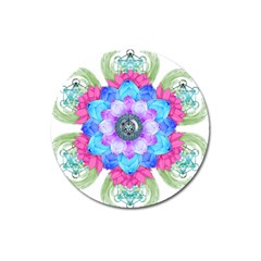 Lotus Flower Bird Metatron s Cube Magnet 3  (round) by Pakrebo