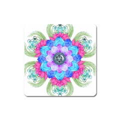 Lotus Flower Bird Metatron s Cube Square Magnet by Pakrebo