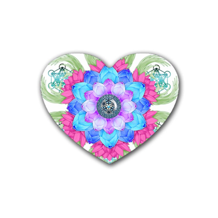 Lotus Flower Bird Metatron s Cube Heart Coaster (4 pack) 