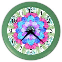 Lotus Flower Bird Metatron s Cube Color Wall Clock by Pakrebo