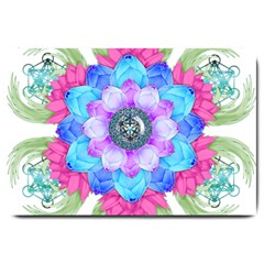 Lotus Flower Bird Metatron s Cube Large Doormat  by Pakrebo