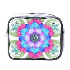 Lotus Flower Bird Metatron s Cube Mini Toiletries Bag (one Side) by Pakrebo