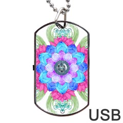 Lotus Flower Bird Metatron s Cube Dog Tag Usb Flash (one Side) by Pakrebo