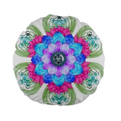 Lotus Flower Bird Metatron s Cube Standard 15  Premium Flano Round Cushions by Pakrebo