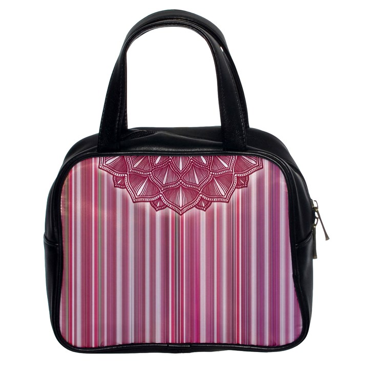 Cranberry Striped Mandala - Classic Handbag (Two Sides)