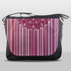 Cranberry Striped Mandala - Messenger Bag by WensdaiAmbrose