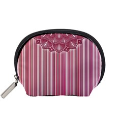 Cranberry Striped Mandala - Accessory Pouch (small) by WensdaiAmbrose