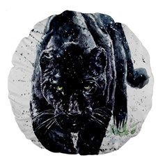 Panther Large 18  Premium Round Cushions by kot737