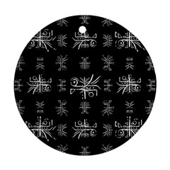 Black And White Ethnic Design Print Ornament (Round)