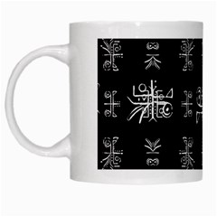 Black And White Ethnic Design Print White Mugs