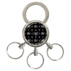 Black And White Ethnic Design Print 3-Ring Key Chains