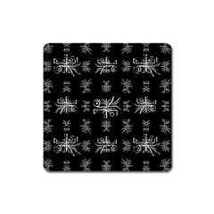 Black And White Ethnic Design Print Square Magnet by dflcprintsclothing