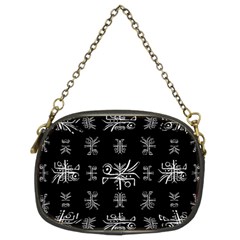 Black And White Ethnic Design Print Chain Purse (Two Sides)