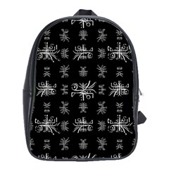 Black And White Ethnic Design Print School Bag (Large)