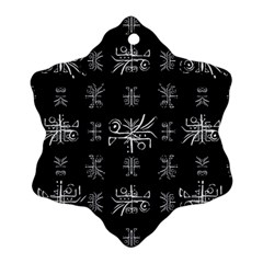 Black And White Ethnic Design Print Ornament (Snowflake)