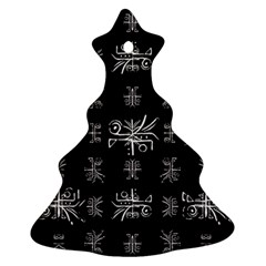 Black And White Ethnic Design Print Ornament (Christmas Tree) 