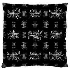 Black And White Ethnic Design Print Large Cushion Case (Two Sides)