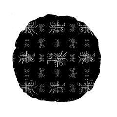 Black And White Ethnic Design Print Standard 15  Premium Round Cushions