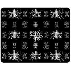 Black And White Ethnic Design Print Double Sided Fleece Blanket (Medium) 